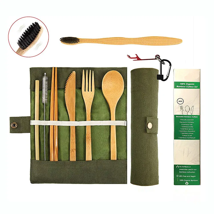 Simple Design Japanese bamboo cutlery/Flatware Set reusable bamboo spoon fork set Reusable Travel Cutlery