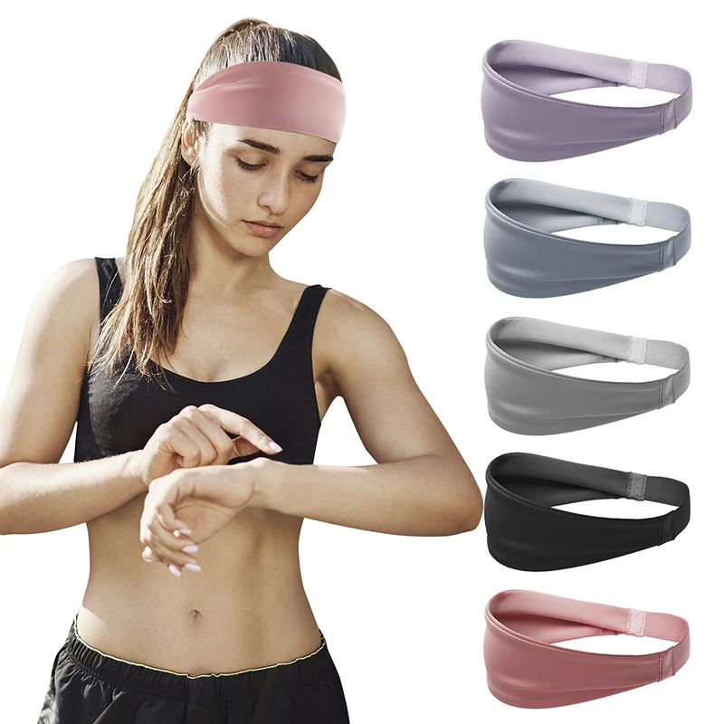 Custom Wholesale Stretch Cheap Custom Polyester Colorful Sports Headband Athletic Yoga Sweat Headband For Women Men