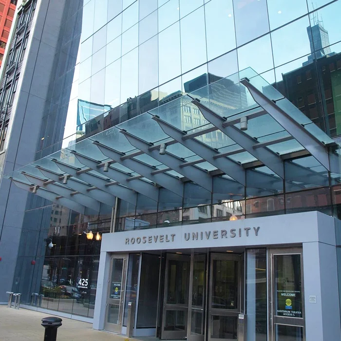 Gate glass awing installed with stainless steel square tubes door canopy