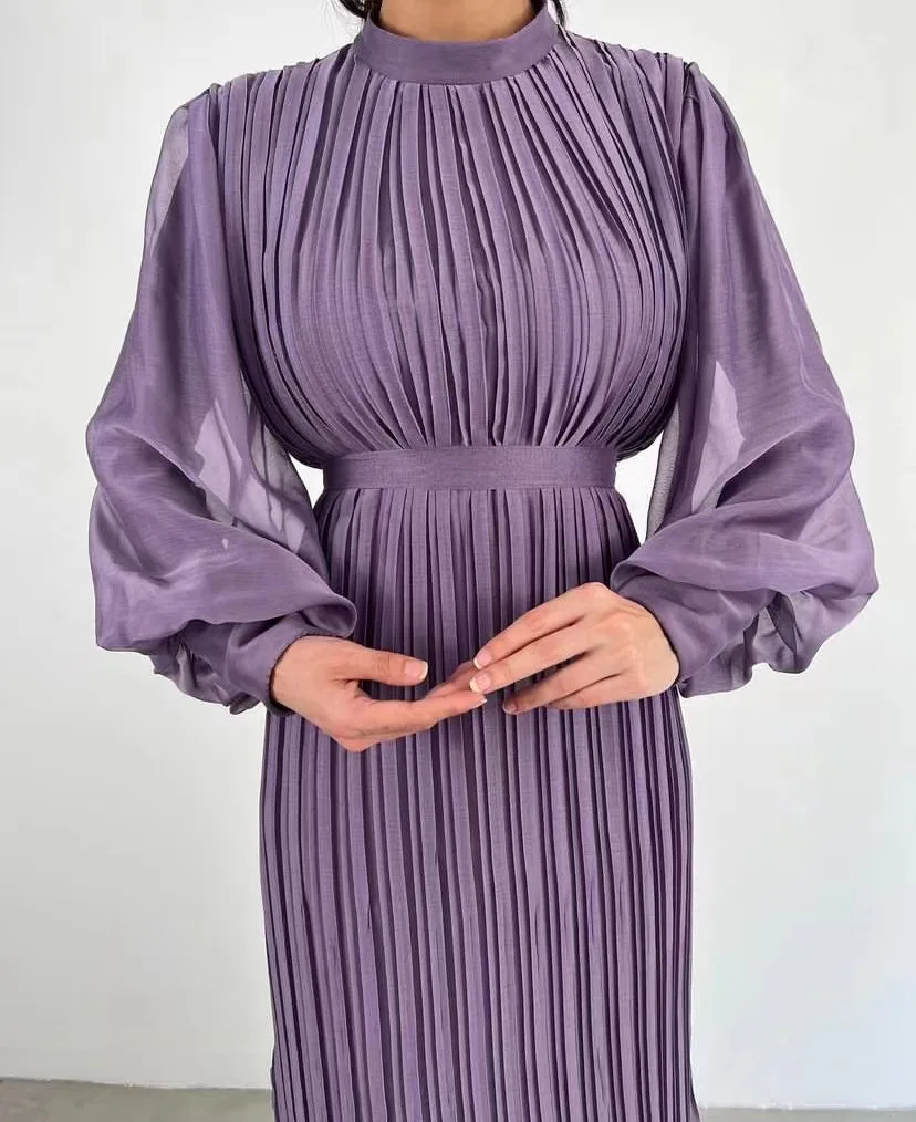 Новинка 2023 модная женская одежда в исламском стиле однотонная плиссированная атласная абайя мусульманское платье Длинные кардиганы