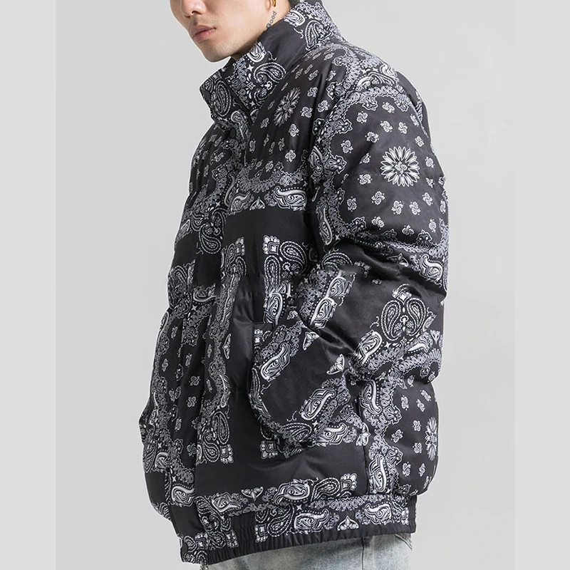 unisex bandana puffer padded jacket mens custom windbreaker winter bubble puffer down jacket for men