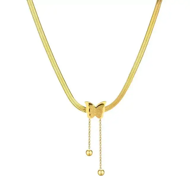 Fashionable butterfly love pendant design 18k PVD gold plating  waterproof fastness necklace 316l stainless steel jewelry