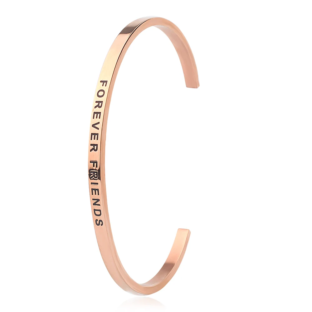 Women Fashion Stainless Steel 18K Gold Plated Jewelry Machine Engrave Cuff Bangle Bracelet