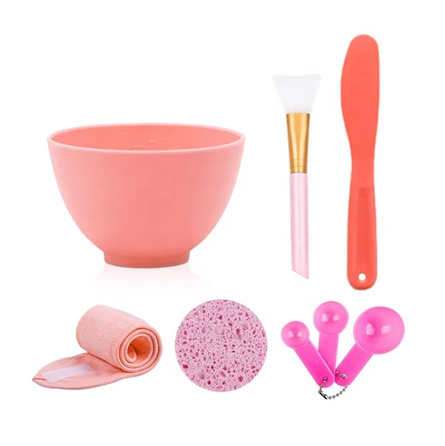 New 4 In 1 Beauty Makeup Plastic DIY Facial Face Mask Mixing Bowl Set With Mask Brush
