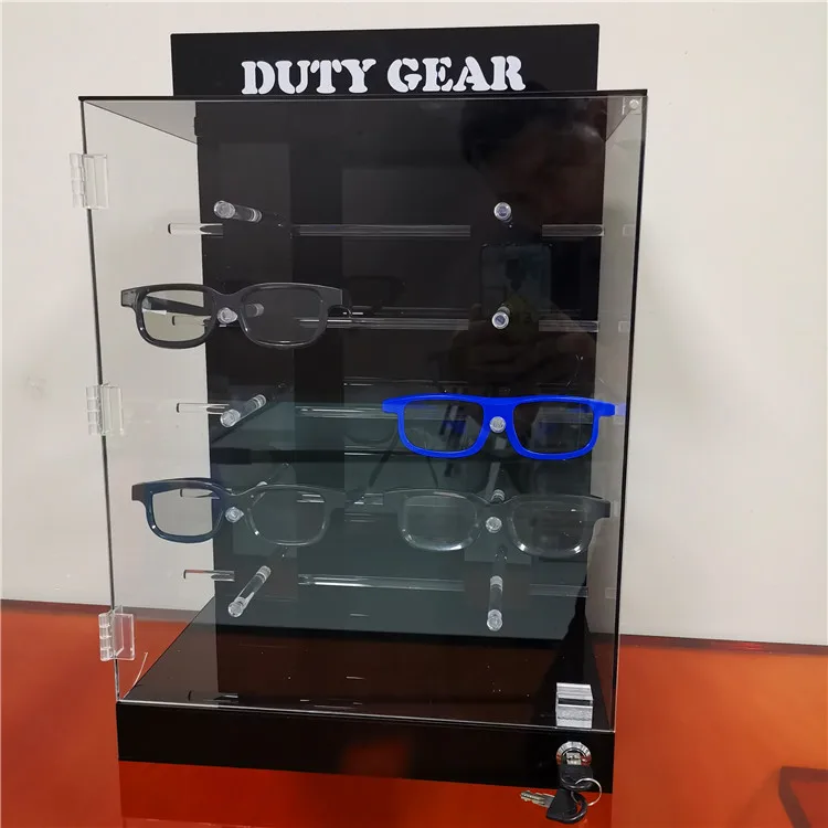 Latest acrylic display cabinet with revolving acrylic sunglasses display rack