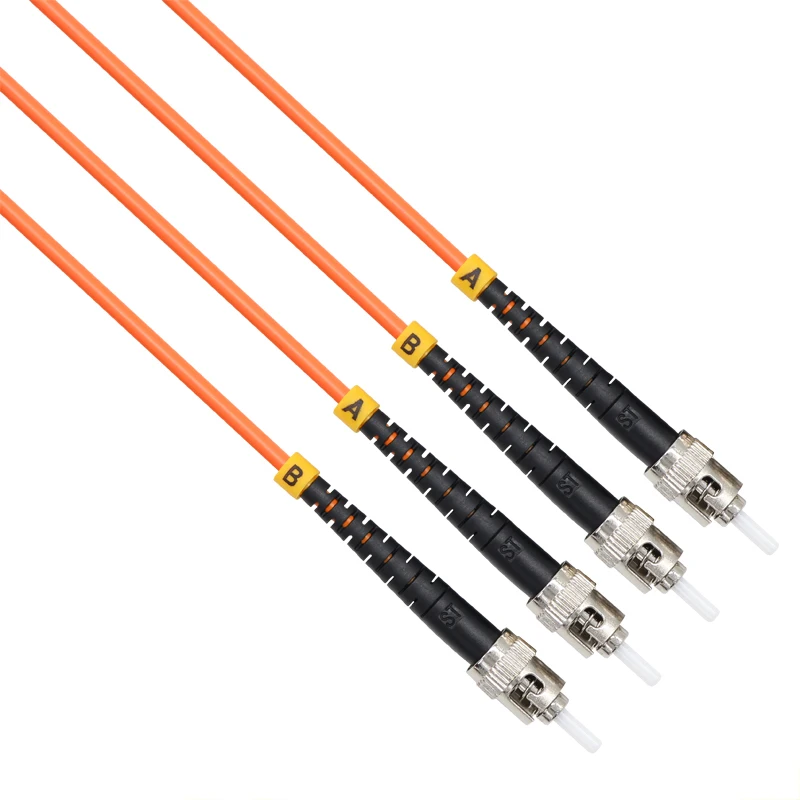 VCOM High Quality Fiber Optic Patch Cord With ST To ST Connectors Indoor FTTH Round Drop Multimode Simplex Fiber Patch Cable