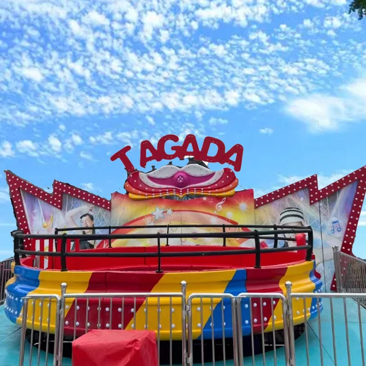 China Hot Sale Exciting Thrill Rides Fairground Amusement Park Game Machine Crazy Turntable Disco Tagada With Trailer