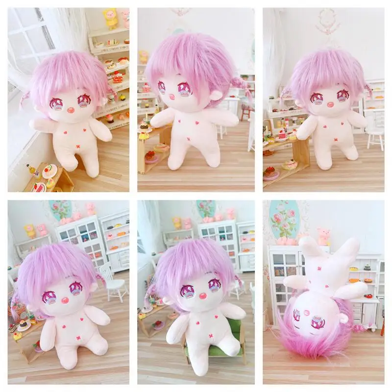 Wholesale 20 cm White Silk Hair Chibi Big Head Girl Cotton With Inner PVC skeleton