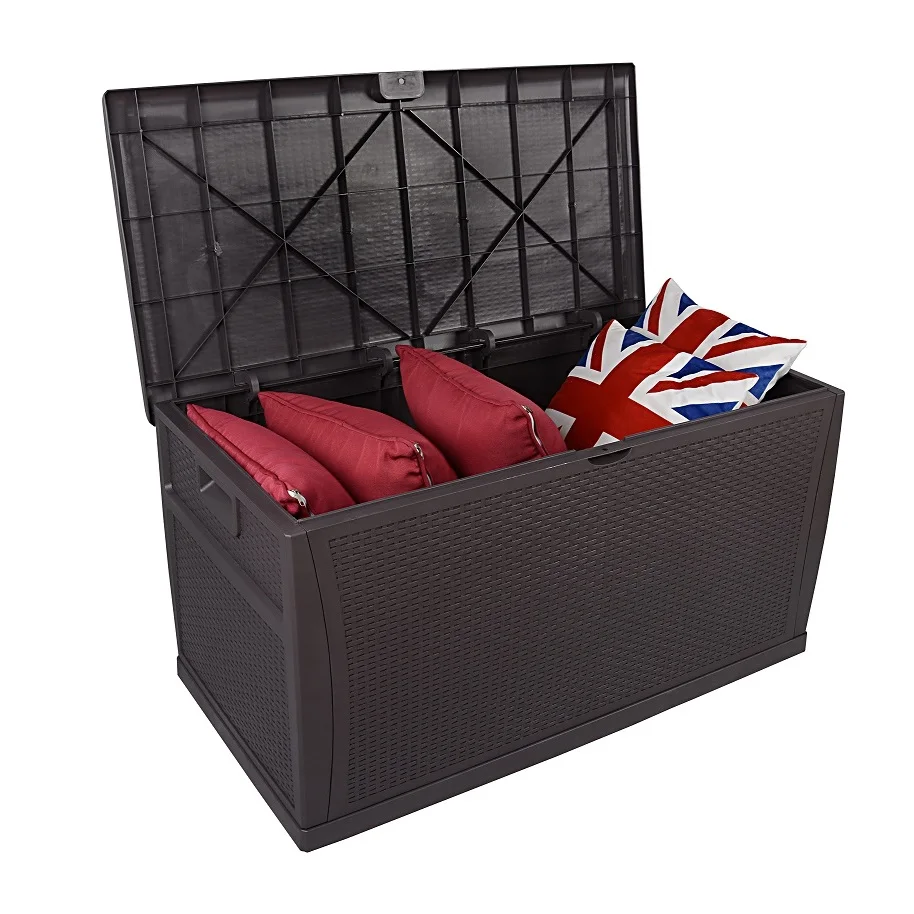 
Heavy Duty Rattan Style Plastic Deck Garden Storage Box 