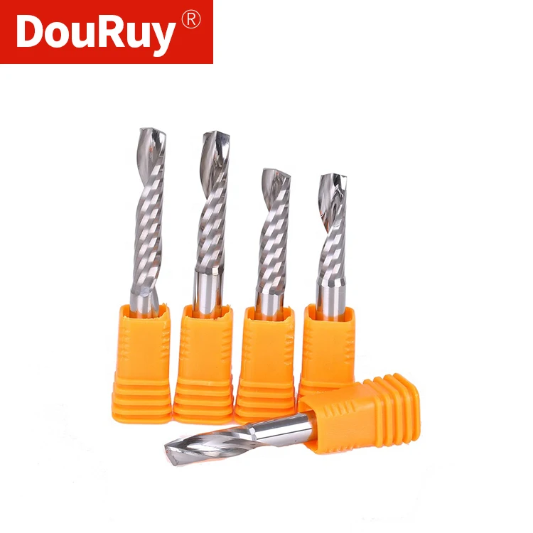 DouRuy Carbide O Flute Spiral Bit for Woodworking Tools Wood Cutting Tool Cnc Milling Cutter