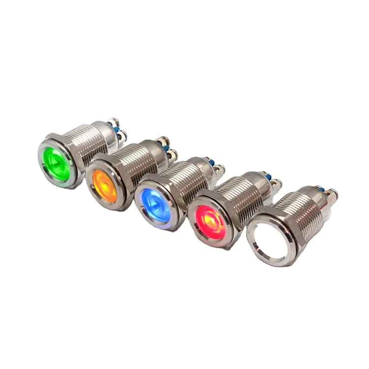 Flash 12mm metal chrome waterproof screw pins terminal LED Indicator light 12 volt