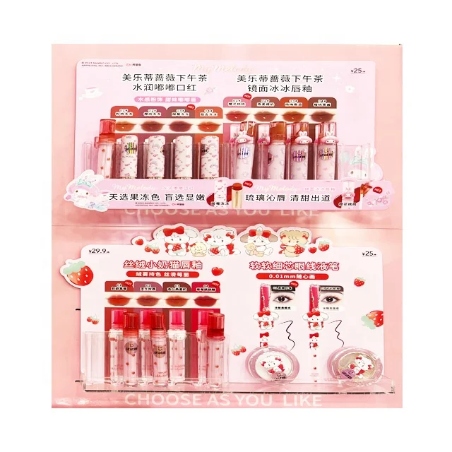 DIY Acrylic Lip Balm Display Holder Slant Back Clear Lip Gloss Display Stand Clear Angled Cosmetic Lipstick Rack