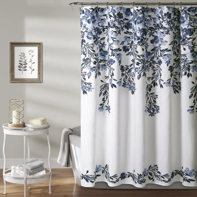 Plastic flower bath set shower curtain sets waterproof paint bathroom curtains made in China