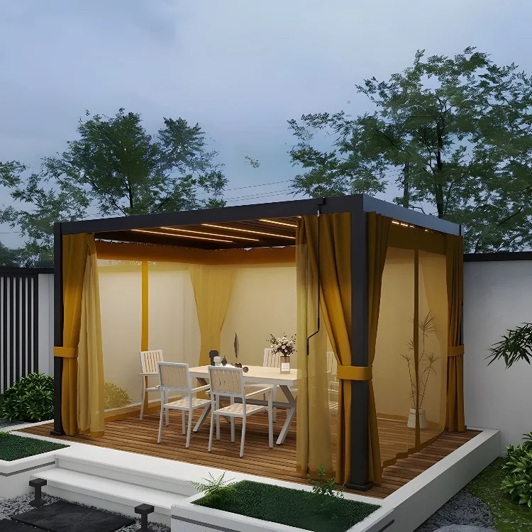 LED Light Waterproof Louver Garden Pergola with Aluminum Profile Outdoor Arches Arbours Pergolas & Bridge Design