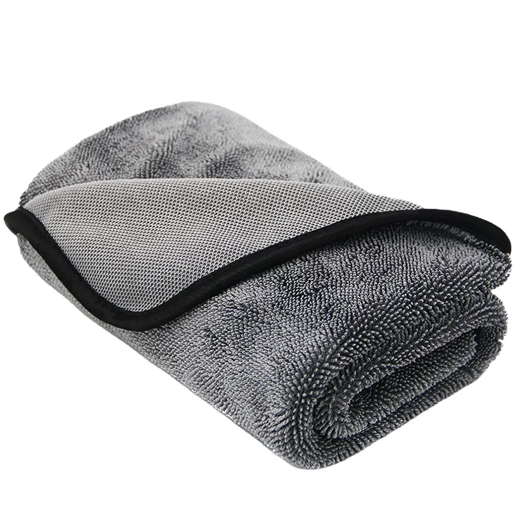 China Wholesale Gray Auto Detailing Premium Large Single Side Twisted Loop Twist Microfiber Drying Towel For Car