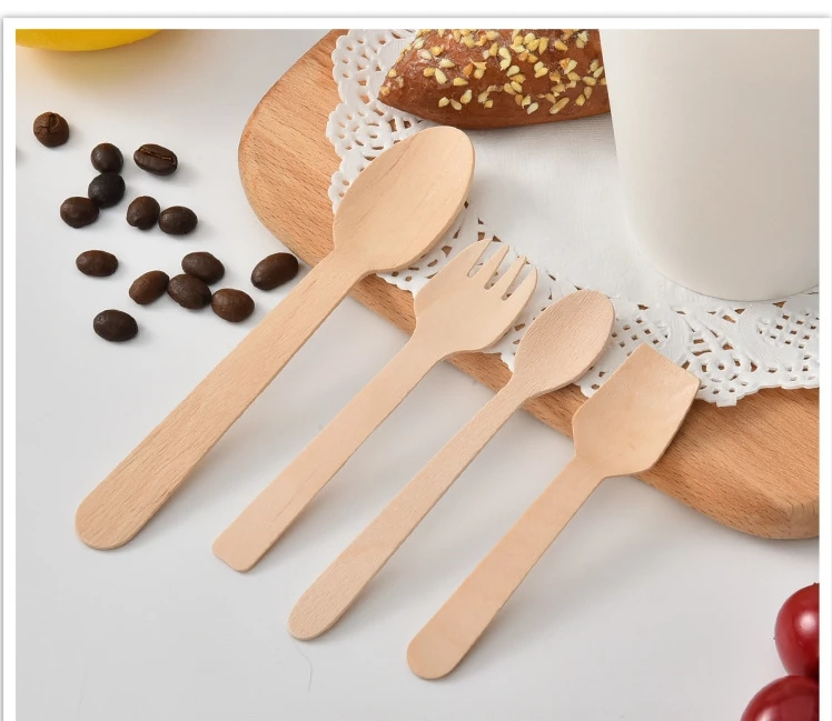 Wholesale Eco Friendly Compostable BPA free customized Disposable Bamboo Ice Cream spoon