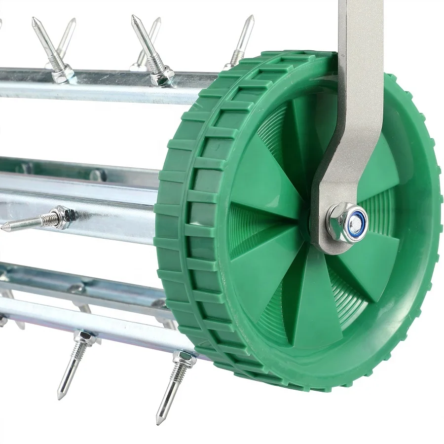 18 inch Rolling Lawn Soil Aeration spike Hand Push Manual Garden Scarifier Garden grass Aerator