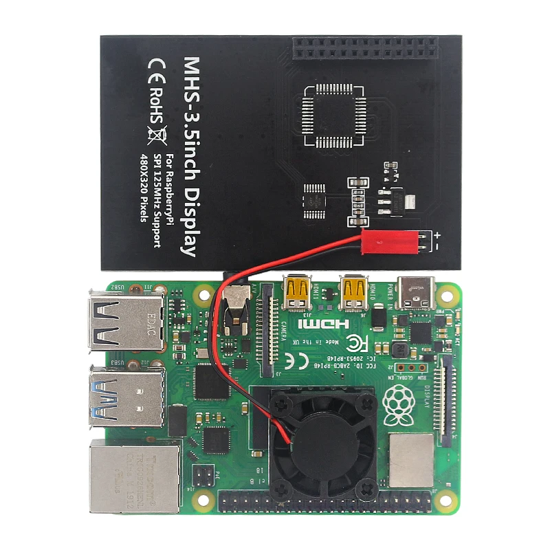 3,5 дюймовый сенсорный экран для Raspberry Pi 4B 3B + 3B 125 МГц, ЖК-дисплей SPI для Raspberry bian Ubuntu Kali Retropie, дополнительный корпус вентилятора