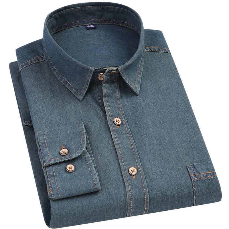 Factory Cheap Price Fashionable Casual Designer Denim Long Sleeve Shirts for Men