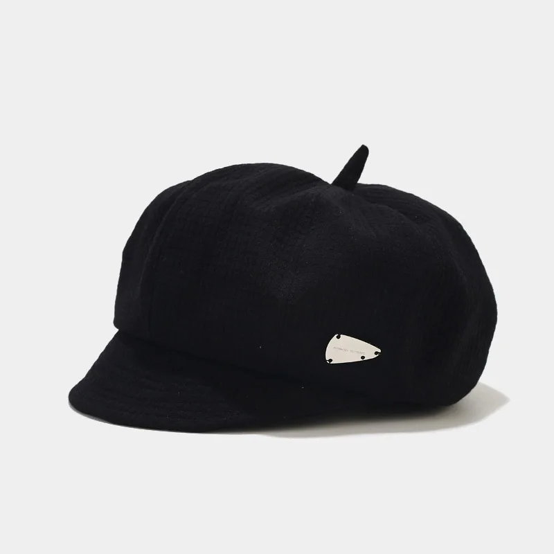 Small along the cap Octagonal hat with short brim British fashion artist hat