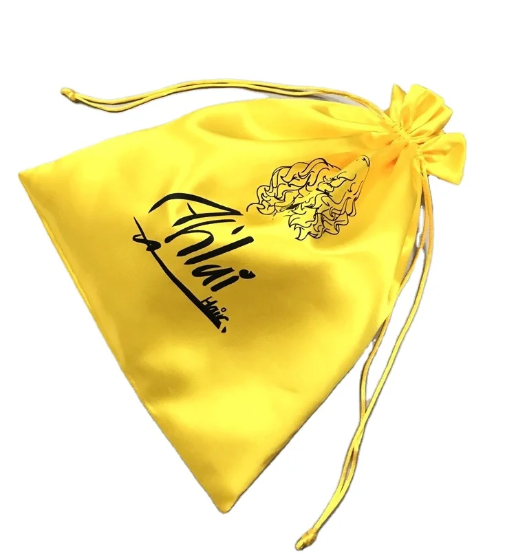 Satin Pouch Bag with Embroidered Logo for Makeup and Cosmetics