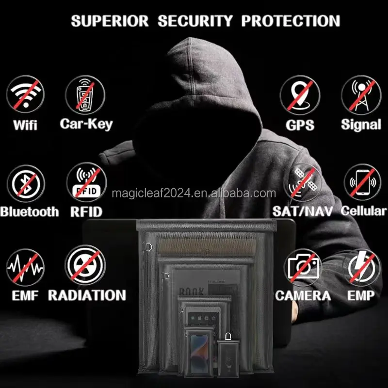 Fireproof bag include 5 different size for car key phone sleeve ipad and laptop sleeve