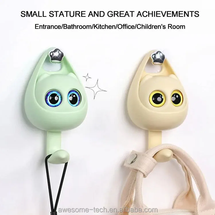 Hot selling Creative Winking Cat Hook Cute No-Punch Traceless Adhesive Clothes and Hats Debris Storage Wall sticky Hooks