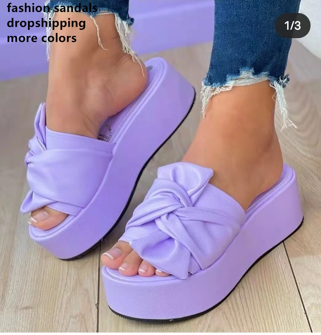 Dropshipping Women Slippers Fashion Summer Shoes High Heels Slides Platform Wedges Ladies Women Sandals Shoes