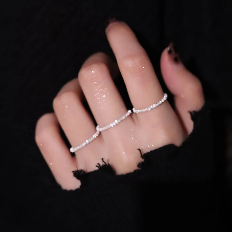 Ins класса люкс 18k настоящая позолота звено цепи Мода кольцо Bling сверкающий 925 Серебряное для вечерние ювелирные