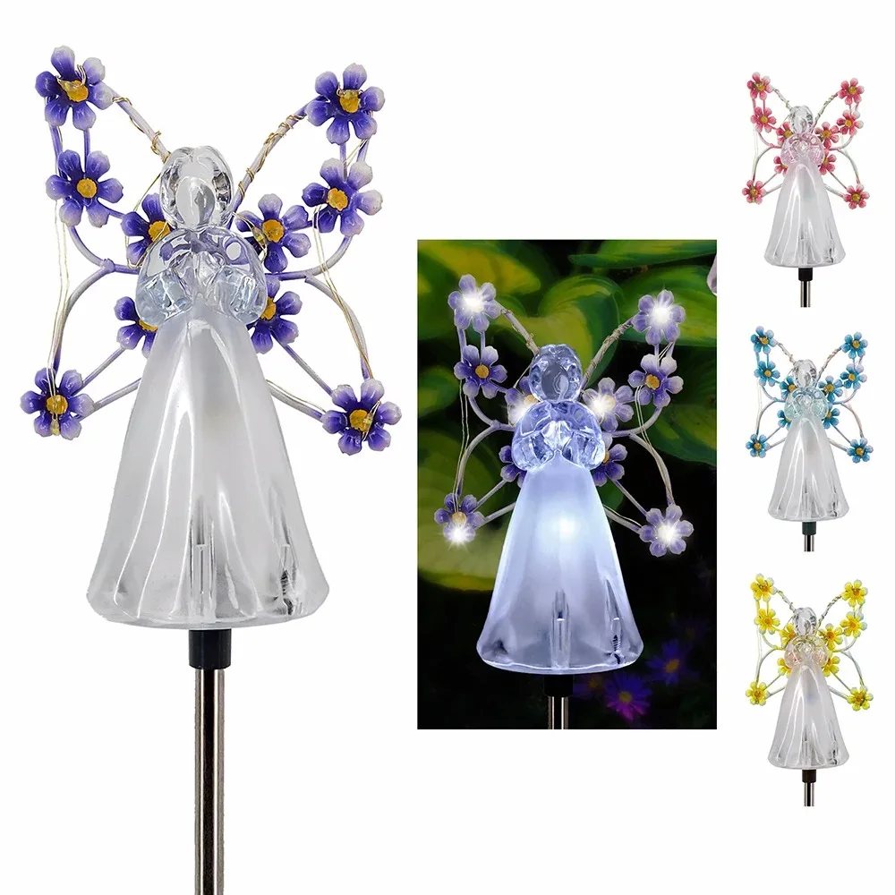 New Solar Angel Lights Outdoor Garden Decoration Landscape Housewarming Gift Cemetery Led Stake Lawn Yard Patio Solar Night Lamp