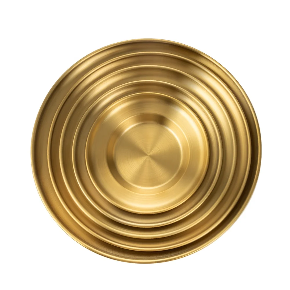 MUXING Dinnerware Plates Salad Pasta Bowl Steak Plate Straw Hat Shape Stainless Steel BBQ Serving Plate