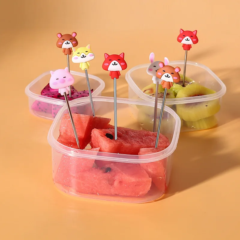 
Wholesale 8pcs/lot Cartoon Kids Fruit Fork Stainless Steel Dessert Forks 
