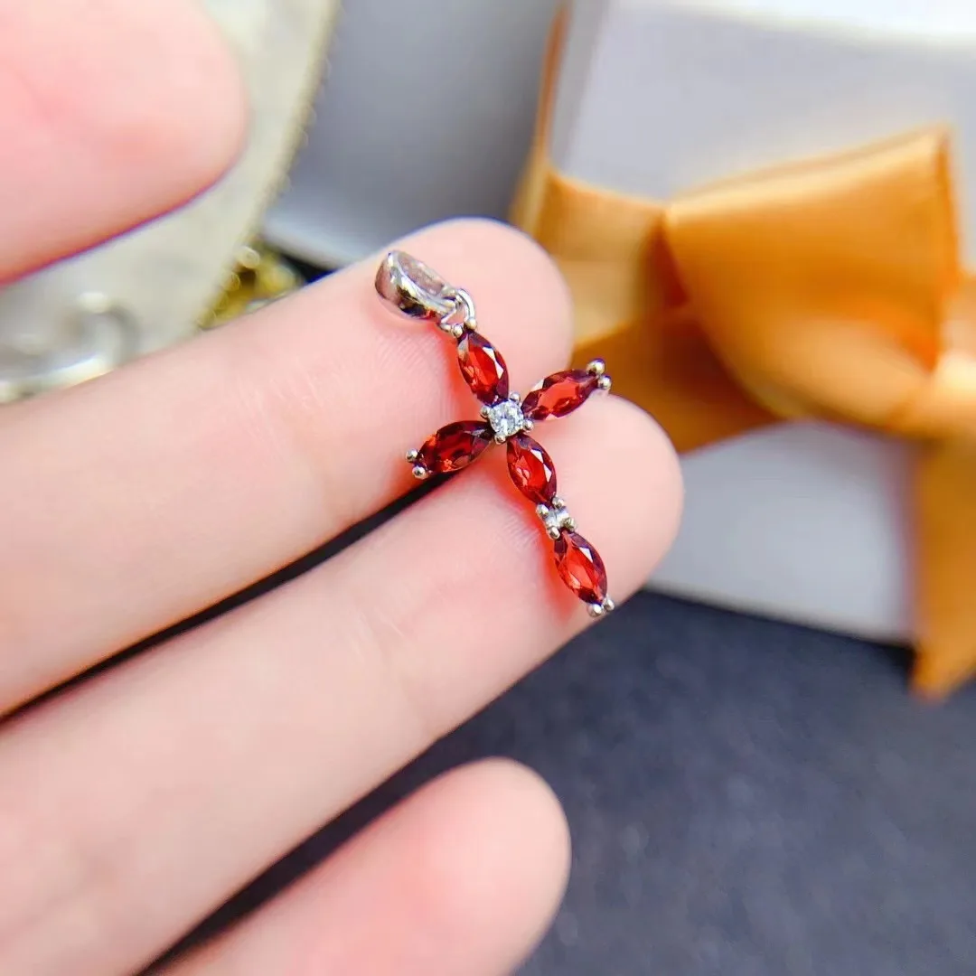 Low MOQ 925 Sterling Silver Natural Citrine Dainty Cross 3mm*6mm Basketball Pendant Necklace