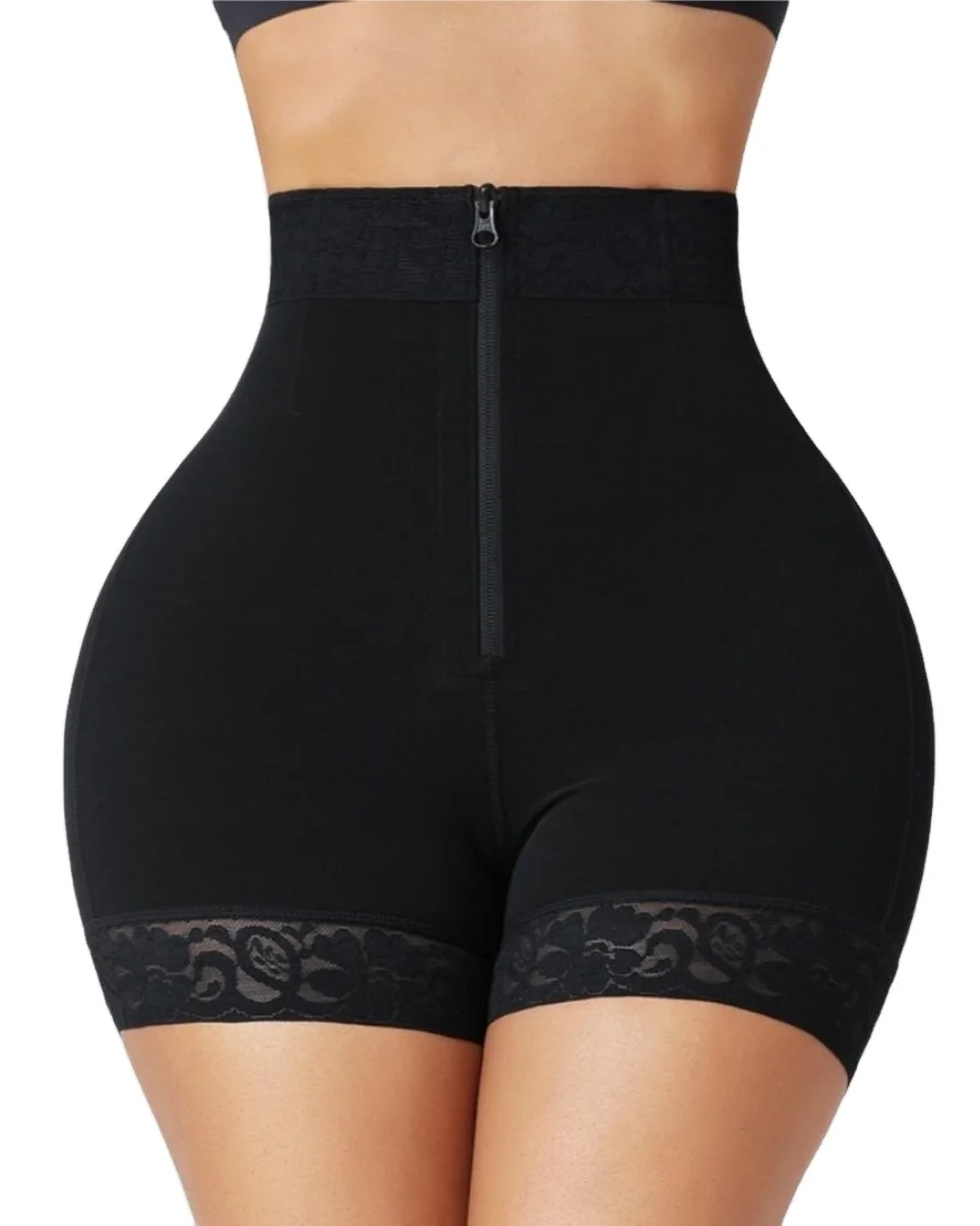 Custom Women Plus Size High Waist Zipper Body Shaper Fat Burning Slimming Tummy Controlled Butt Lifter Underwear shapewear
