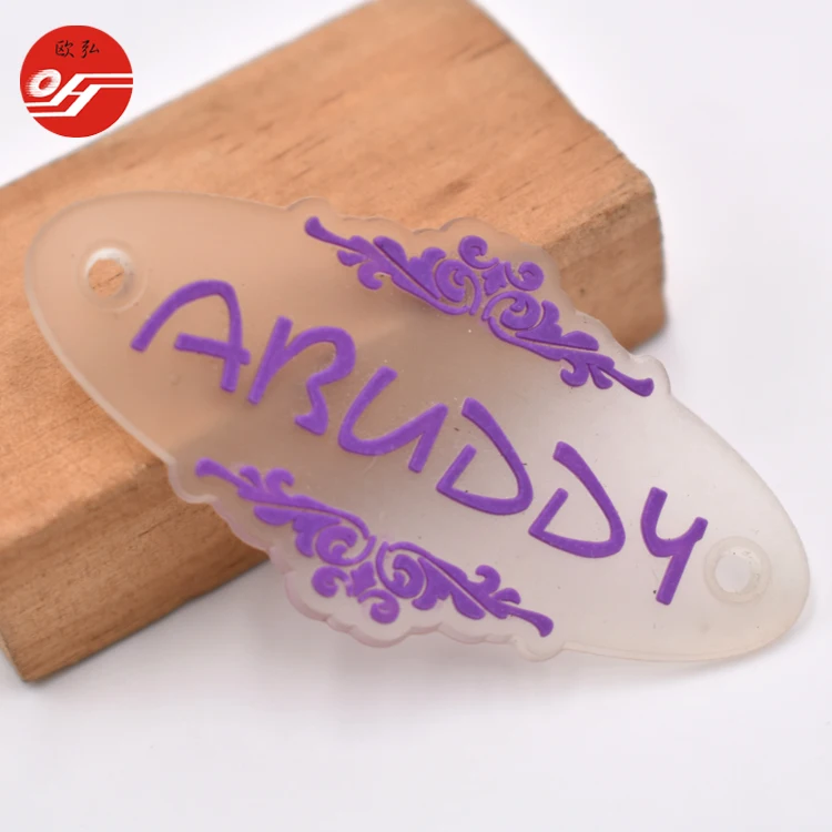 High quality embossed logo transparent PVC rubber patch  PVC rubber 3d patch for clothing