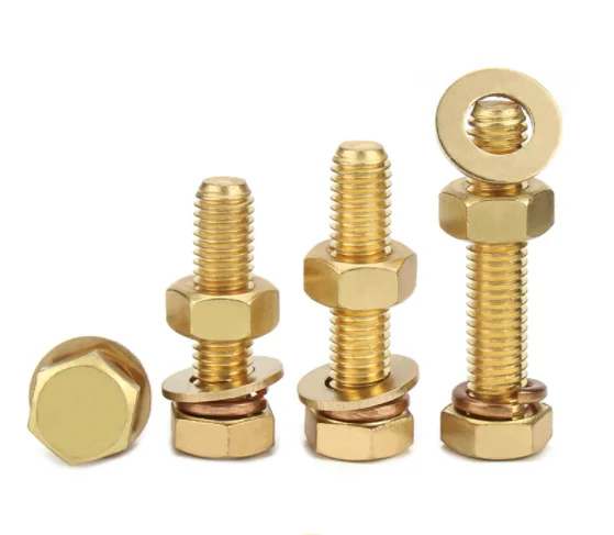 Oem Customized Services Din933 Hardware Fasteners Hexagonal Bolts Brass/cooper Hex Bolt In Stock Factory Fastener
