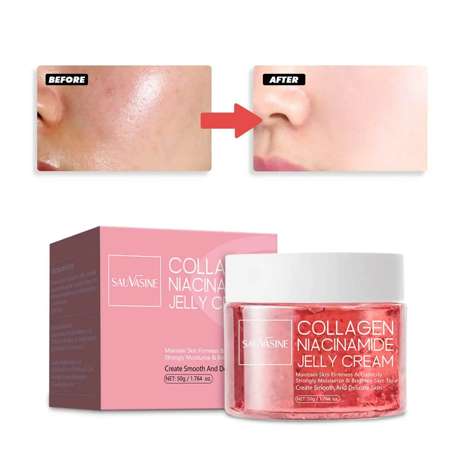 SAUVASINE Skin Care Moisturizing Firming Smoothing Collagen Niacinamide Jelly Cream 50g