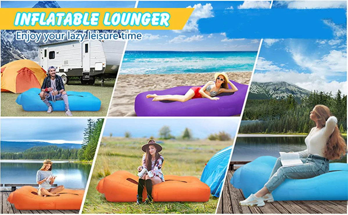 Camping Outdoor Leisure Couch Air Sofa Quickly Inflatable Lounger Polyester Air Bed Sofa Cum Chair