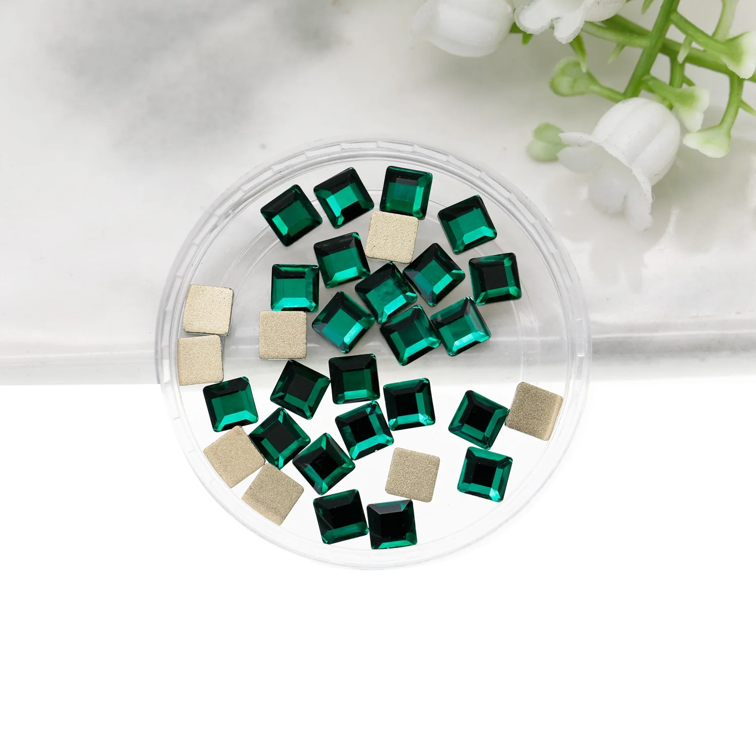 20pcs/bag 4*4mm Square Diamond Glass Wholesale Flatback Crystal Stones AB Glass Rhinestones for Nail Charms