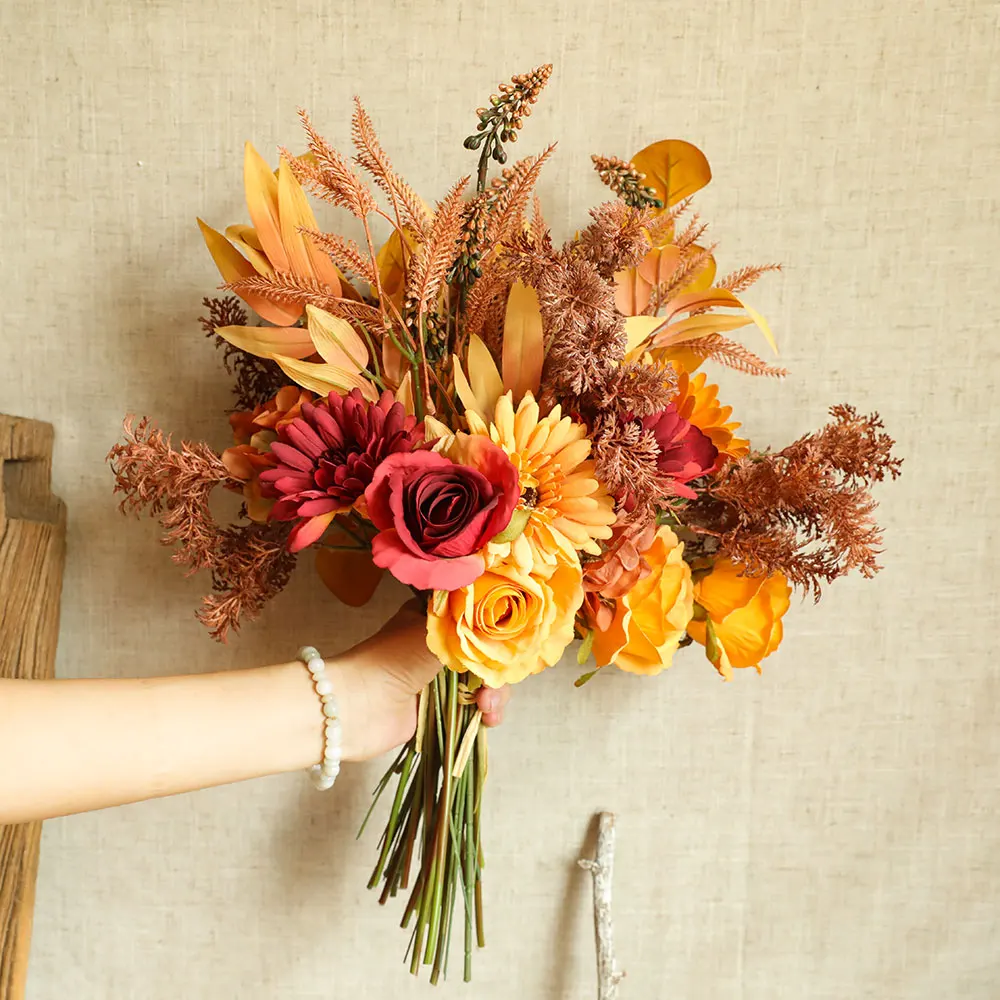 Artificial fabric autumn and winter flowers autumn color bouquet