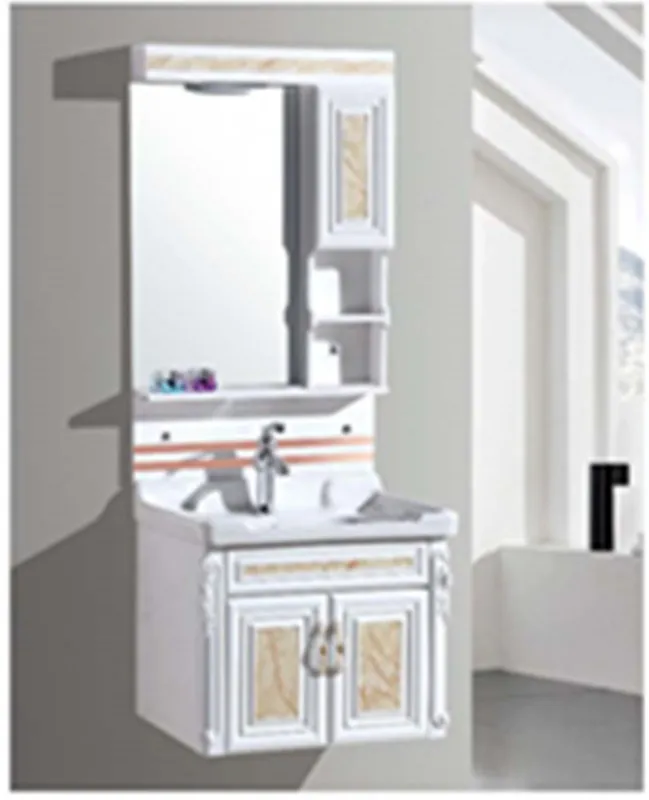 PVC Light Pink Modern Plywood Bathroom Vanities with Led Mirror Cabinet Vanity Plywood Bathroom Cabinet PVC Membrane,solid Wood