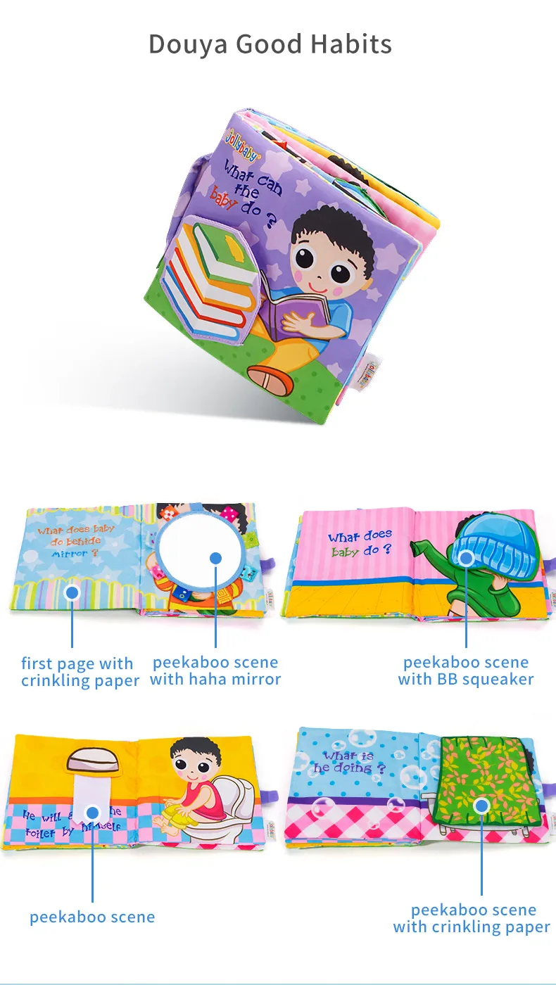 Hot selling Funny soft baby cloth book educational baby toys fabric quiet book for baby