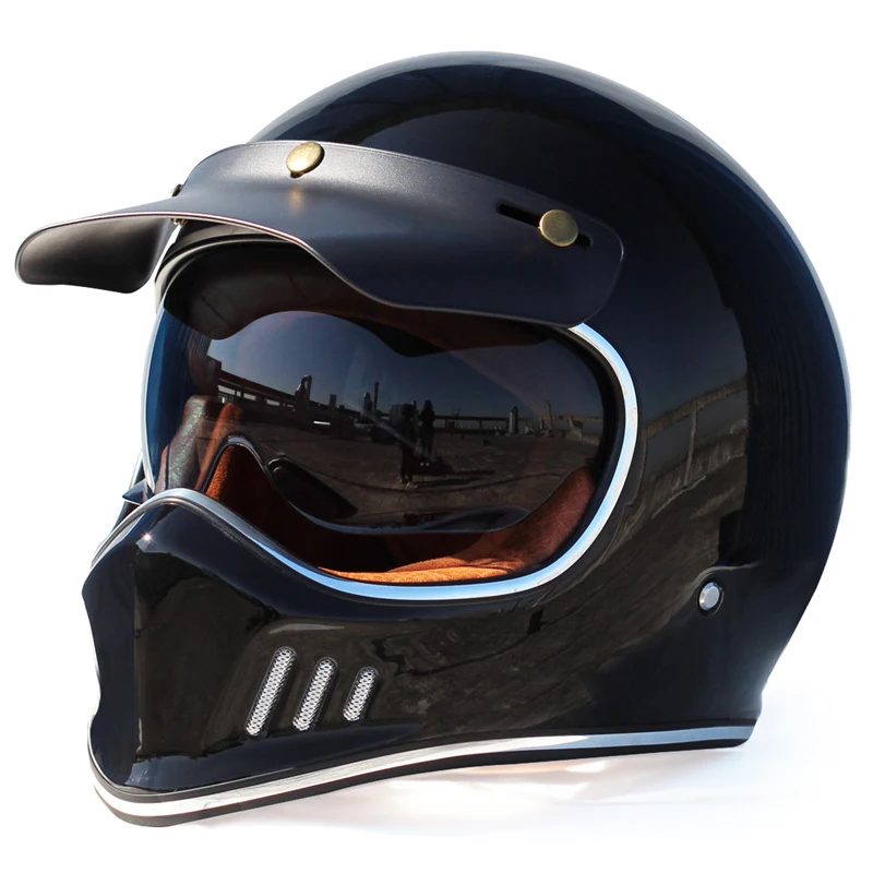 High quality black glass steel motorcycle full face helmet