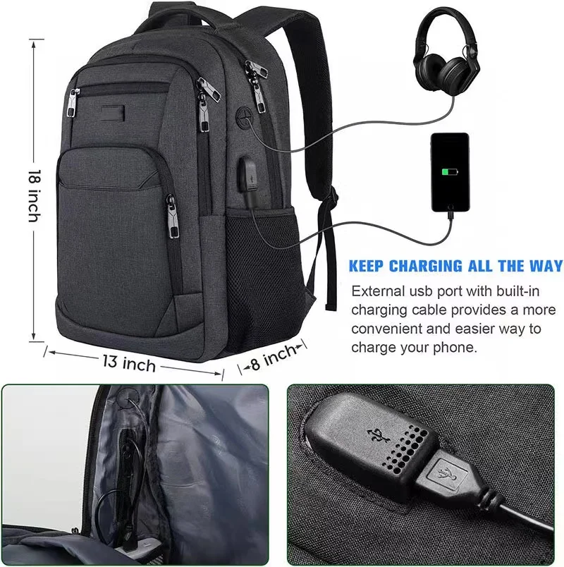 Custom Unisex 17 15.6 inch Youth Backpack Large Capacity Waterproof Laptop Notebook Backpack