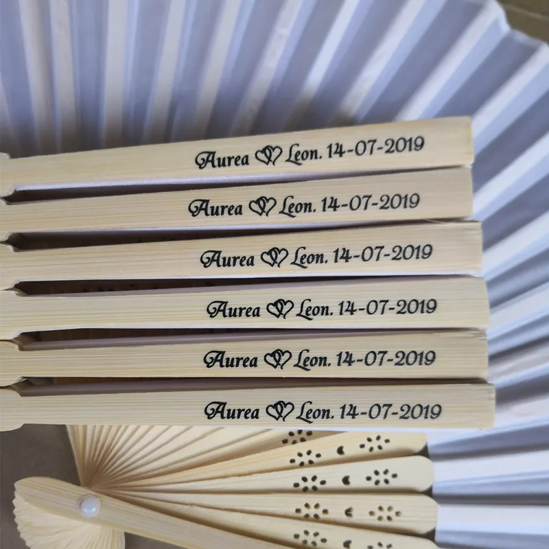Personalized White Hand Fan For Wedding Customized Names & Date as Wedding Favors Gift Personalized Logo