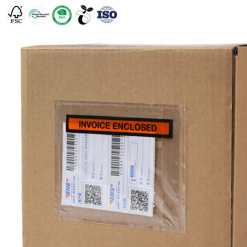 Self Adhesive Waybill Envelope Sideways Loading Shipping Mailing Packing List Plastic Pouch