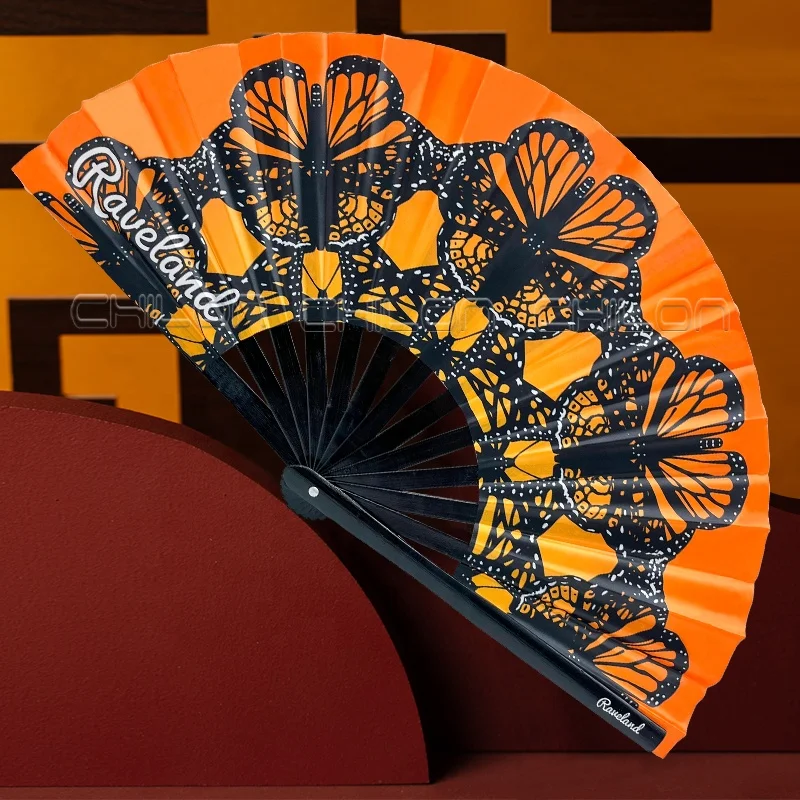 Factory Wholesale Custom Logo Printed Large Big Kungfu Fan Loud Voice Clap Folding Hand Fan