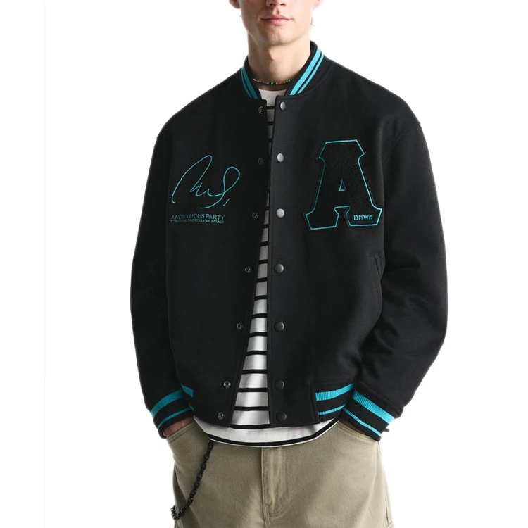 Custom Men Varsity College Jacket Baseball Bomber Jacket Vintage Sweatshirt Casual Unisex Street-wear Coats with Patch