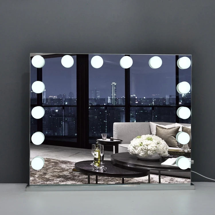 Custom logo Portable Lighted Table Smart Vanity Led Lights Hollywood Makeup Mirror With Light