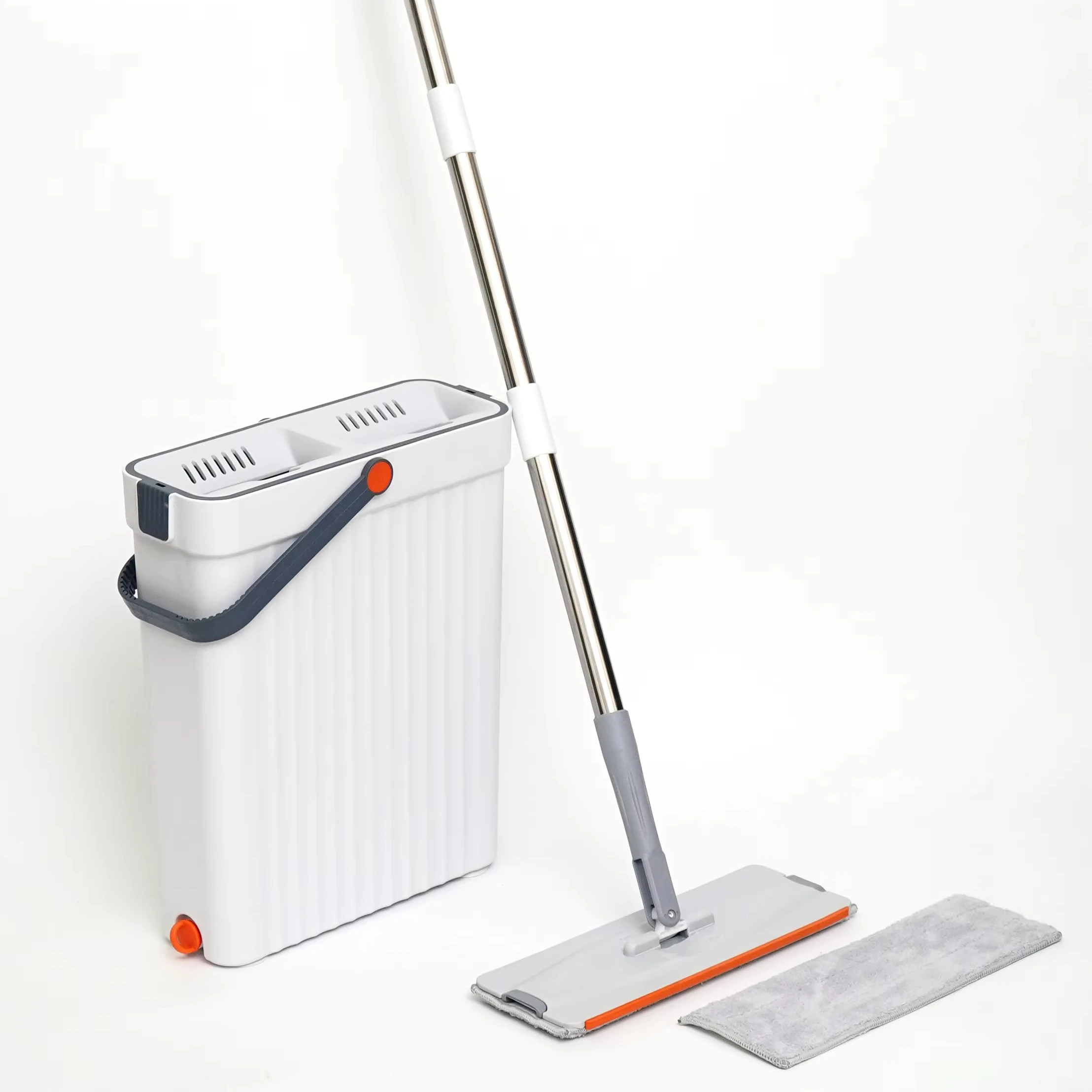 IMAXX Modern Microfiber Rectangle Mop Set 360 Spin  Handle Wet & Dry Cleaning Squeeze Flat Magic Bucket for Home Floor